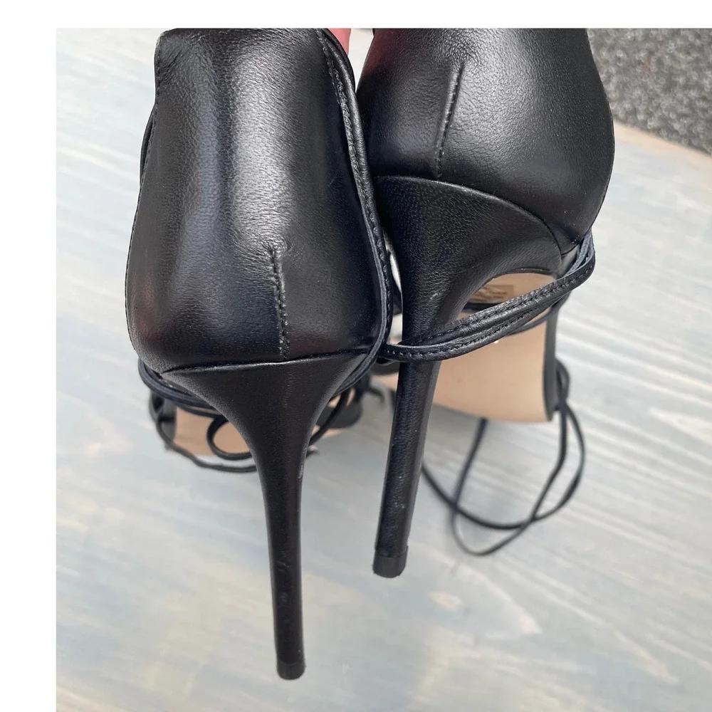 BANANA REPUBLIC Treccia Leather Heels Black Color Size 9 - Picture 7 of 11